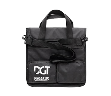 black bag with handles dgt logo two pockets and handles